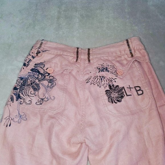 Y2K Love+B low-waisted salmon dusty pink flared wide-leg flowy cotton pants - Picture 4 of 4